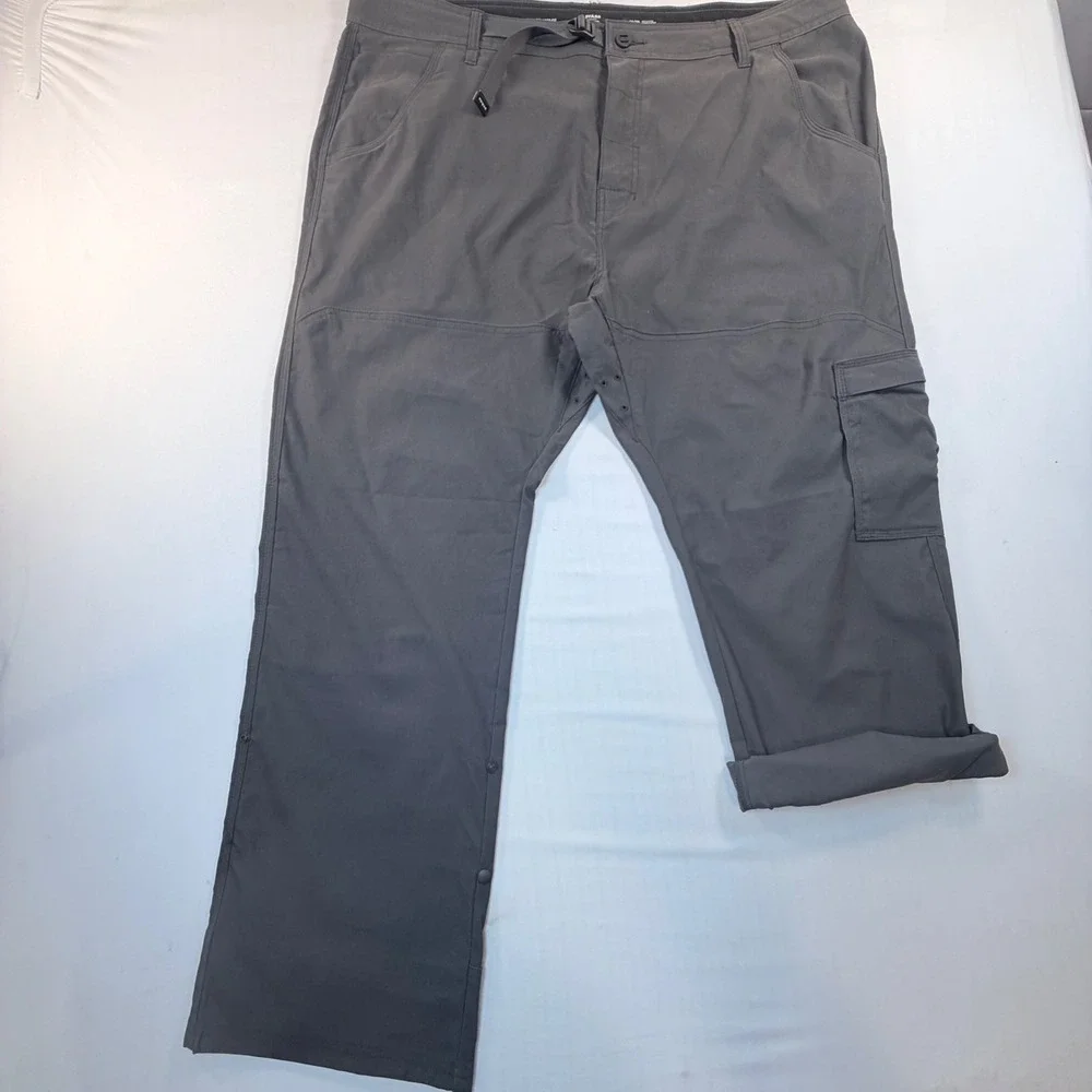 prAna Stretch‎ Zion Cargo Pants Mens 42x30 Gray Belted Hiking Outdoor Trail